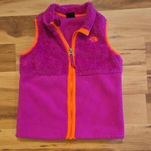 The North Face Magenta and Neon Orange Fleece Vest